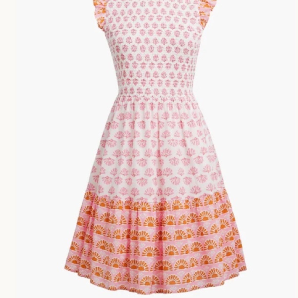 J. Crew Pink Orange Mini Dress Ruffle Sleeve Women’s Size 3X Style BR622 - Picture 2 of 9